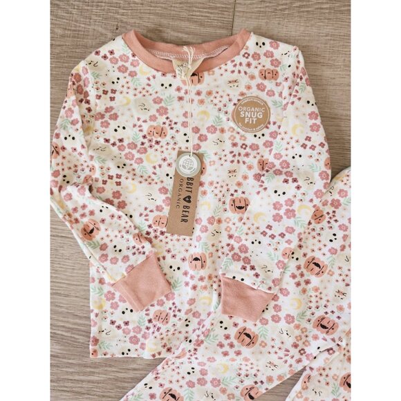 Rabbit Bear Organic Cotton Halloween Pumpkin Skull Floral Toddler Pajamas 4T - Picture 2 of 9